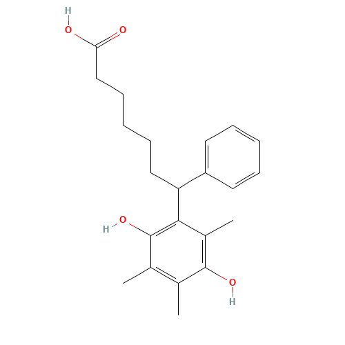 7-(2,5-Dihydroxy-3,4,6-trimethylphenyl)-7-phenyl heptanoic acid (CAS: 148989-73-5) - Chemical Structure and Molecular Formula 