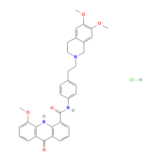 Elacridar HCl (CAS: 143851-98-3) - Chemical Structure and Molecular Formula 