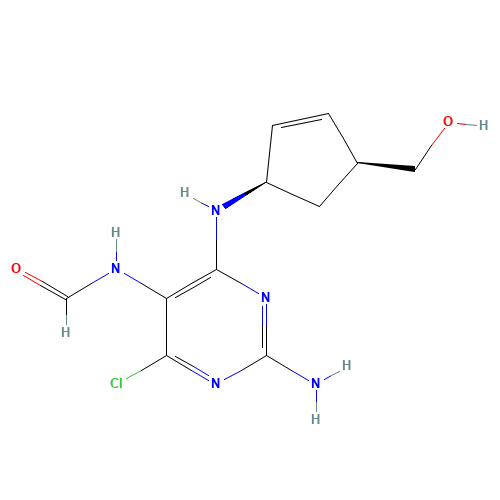 (1S,4R)-4-[(2-Amino-6-chloro-5-formamide-4-pyrimidinyl)amino]-2-cyclopentene-1-methanol (CAS: 171887-04-0) - Chemical Structure and Molecular Formula 