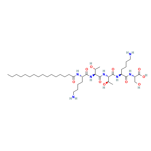 Pal-Lys-Thr-Thr-Lys-Ser-OH (CAS: 214047-00-4) - Chemical Structure and Molecular Formula 