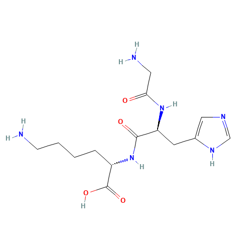 Glycyl-L-Histidyl-L-Lysine (CAS: 49557-75-7) - Chemical Structure and Molecular Formula 