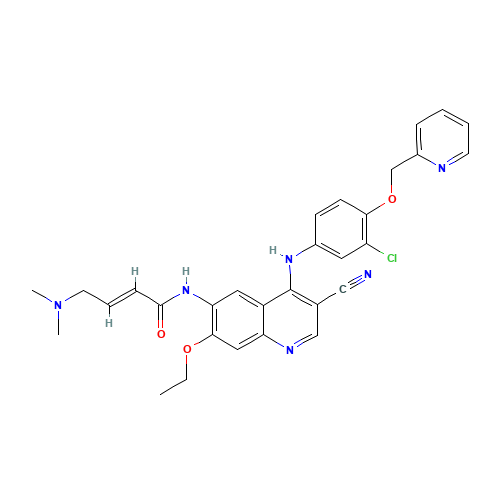 (2E)-N-[4-[[3-chloro-4-[(pyridin-2-yl)methoxy]phenyl]amino]-3-cyano-7-ethoxyquinolin-6-yl]-4-(dimethylamino)but-2-enamide (CAS: 698387-09-6) - Related Chemical Product