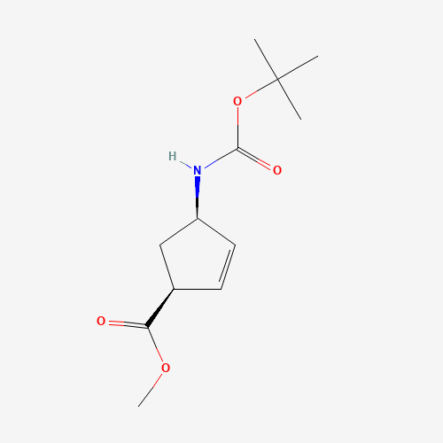 4-[[(1,1-DIMETHYLETHOXY)CARBONYL]AMINO]-2-CYCLOPENTENE-1-CARBOXYLIC ACID METHYL ESTER (CAS: 168683-02-1) - Chemical Structure and Molecular Formula 
