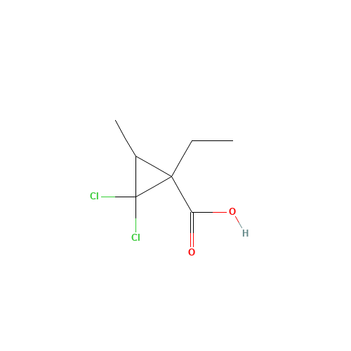 Cyclopropanecarboxylic acid, 2,2-dichloro-1-ethyl-3-methyl- (CAS: 113941-59-6) - Chemical Structure and Molecular Formula 