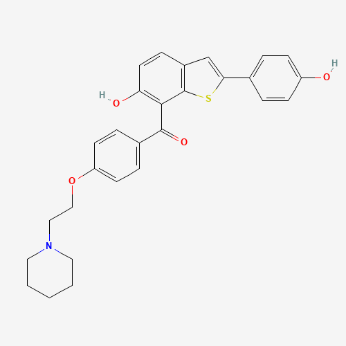 [6-Hydroxy-2-(4-hydroxyphenyl)-benzo[b]thien-7-yl][4-[2-(1-piperidinyl) ethoxy]phenyl]methanone (CAS: 1391054-73-1) - Chemical Structure and Molecular Formula 