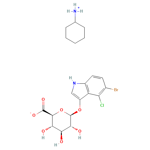 5-BROMO-4-CHLORO-3-INDOXYL-BETA-D-GLUCOPYRANOSIDE (CAS: 18656-96-7) - Chemical Structure and Molecular Formula 