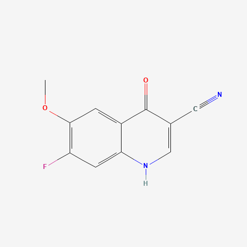 7-FLUORO-6-METHOXY-4-OXO-1,4-DIHYDROQUINOLINE-3-CARBONITRILE (CAS: 622369-38-4) - Chemical Structure and Molecular Formula 