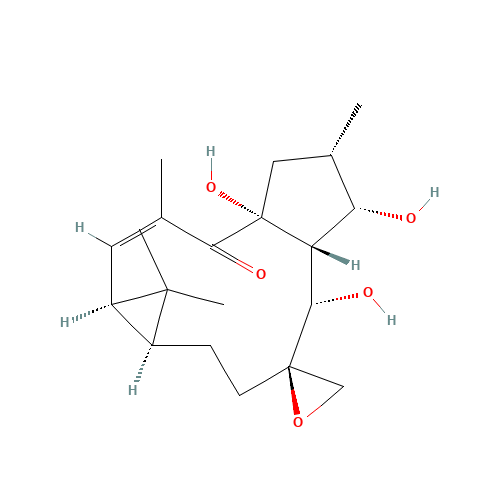 (1aR,2E,4aR,6S,7S,7aR,8S,9R,11aS)-1a,4a,5,6,7,7a,8,10,11,11a-Decahydro-4a,7,8-trihydroxy-1,1,3,6-tetramethylspiro[9H-cyclopenta[a]cyclopropa[f]cycloundecene-9,2'-oxiran]-4(1H)-one (CAS: 28649-60-7) - Chemical Structure and Molecular Formula 