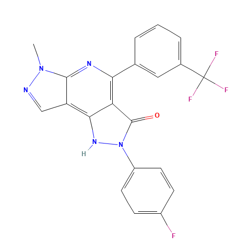 2-(4-fluorophenyl)-1,6-dihydro-6-methyl-4-[3-(trifluoromethyl)phenyl]dipyrazolo[3,4-b:3',4'-d]pyridin-3(2H)-one (CAS: 635324-72-0) - Related Chemical Product