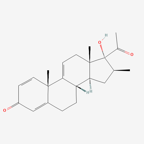 16-Methylpregna-1,4,9(11)-trien-17-ol-3,20-dione (CAS: 14135-32-1) - Chemical Structure and Molecular Formula 