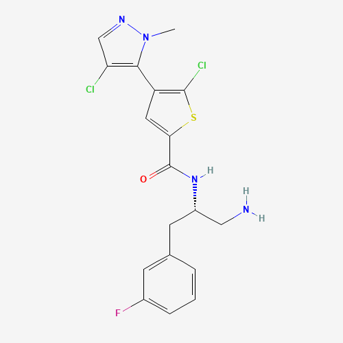 N-[(2S)-1-amino-3-(3-fluorophenyl)propan-2-yl]-5-chloro-4-(4-chloro-2-methylpyrazol-3-yl)thiophene-2-carboxamide (CAS: 1047644-62-1) - Related Chemical Product