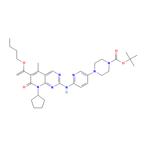 tert-Butyl 4-(6-(8-cyclopentyl-5-methyl-7-oxo-6-(1-propoxyvinyl)-7,8-dihydropyrido[2,3-d]pyrimidin-2-ylamino)pyridin-3-yl)piperazine-1-carboxylate (CAS: 866084-31-3) - Related Chemical Product
