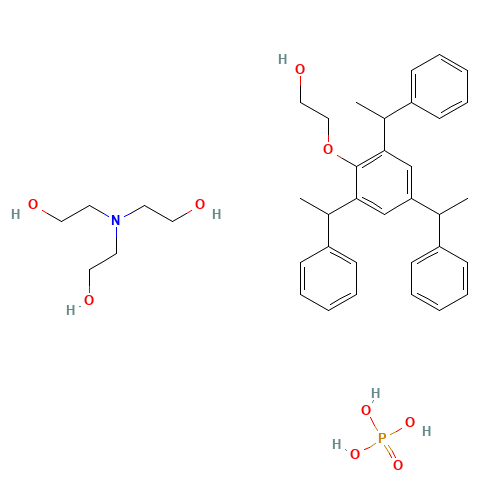 Ethanol, 2,2,2-nitrilotris-, compd. with .alpha.-2,4,6-tris(1-phenylethyl)phenyl-.omega.-hydroxypoly(oxy-1,2-ethanediyl) phosphate (CAS: 105362-40-1) - Chemical Structure and Molecular Formula 
