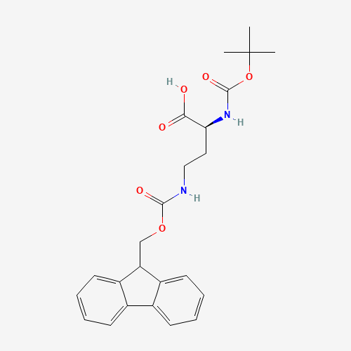 Boc-Dab(Fmoc)-OH (CAS: 117106-21-5) - Chemical Structure and Molecular Formula 