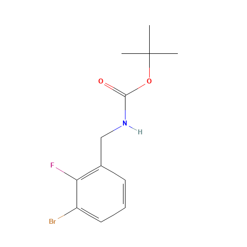 Carbamic acid, N-[(3-bromo-2-fluorophenyl)methyl]-, 1,1-dimethylethyl ester (CAS: 1177558-58-5) - Chemical Structure and Molecular Formula 