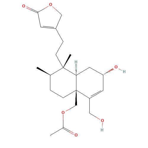 4-[2-[(1S,2R,4aS,7S,8aR)-4a-[(Acetyloxy)methyl]-1,2,3,4,4a,7,8,8a-octahydro-7-hydroxy-5-(hydroxymethyl)-1,2-dimethyl-1-naphthalenyl]ethyl]-2(5H)-furanone (CAS: 125675-09-4) - Related Chemical Product