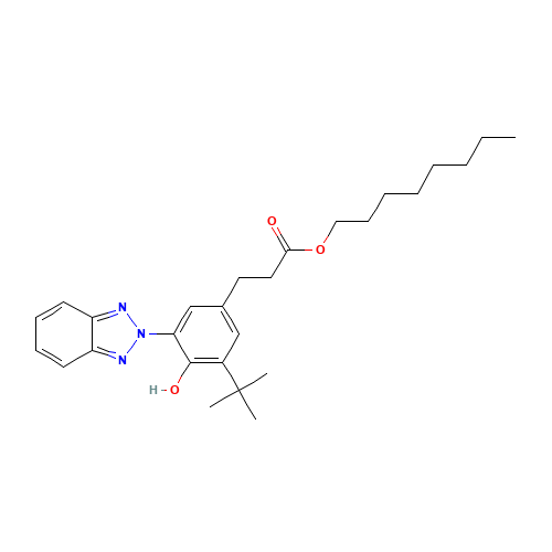 3-(2H-Benzotriazolyl)-5-(1,1-di-methylethyl)-4-hydroxy-benzenepropanoic acid octyl esters (CAS: 127519-17-9) - Chemical Structure and Molecular Formula 