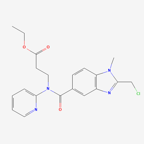 Ethyl 3-(2-(chloromethyl)-1-methyl-N-(pyridin-2-yl)-1H-benzo[d]imidazole-5-carboxamido)propanoate (CAS: 1307233-94-8) - Chemical Structure and Molecular Formula 