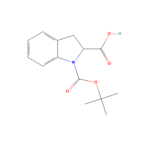1-(tert-Butoxycarbonyl)indoline-2-carboxylic acid (CAS: 133851-52-2) - Chemical Structure and Molecular Formula 