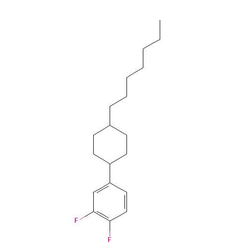 1,2-Difluoro-4-(4-heptylcyclohexyl)benzene (CAS: 139136-72-4) - Chemical Structure and Molecular Formula 