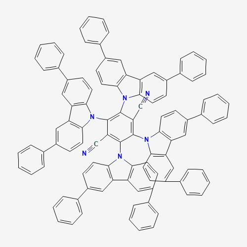 2,3,5,6-tetrakis(3,6-diphenylcarbazol-9-yl)-1,4-dicyanobenzene (CAS: 1416881-55-4) - Chemical Structure and Molecular Formula 