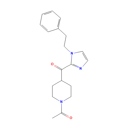 1-(4-(1-PHENETHYL-1H-IMIDAZOLE-2-CARBONYL)PIPERIDIN-1-YL)ETHANONE (CAS: 142654-77-1) - Chemical Structure and Molecular Formula 