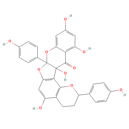 [2S-(2alpha,7aalpha,13abeta)]-3,4,7a,13a-Tetrahydro-5,10,12,13a-tetrahydroxy-2,7a-bis(4-hydroxyphenyl)-2H,13H-furo[2,3-b:5,4-h']bis[1]benzopyran-13-one (CAS: 163660-10-4) - Related Chemical Product