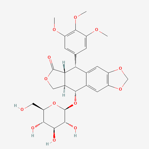 8-oxo-9-(3,4,5-trimethoxyphenyl)-5,5a,6,8,8a,9-hexahydrofuro[3',4':6,7]naphtho[2,3-d][1,3]dioxol-5-yl hexopyranoside (CAS: 16481-54-2) - Chemical Structure and Molecular Formula 