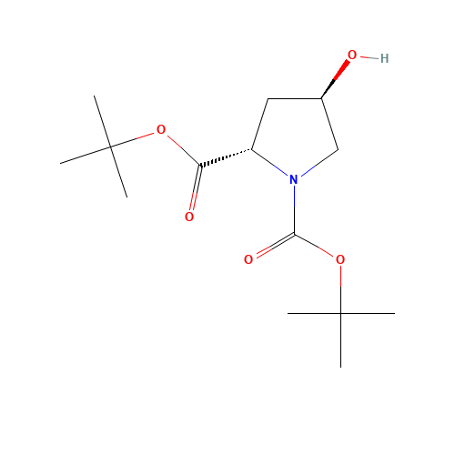 (2S, 4R)-4-hydroxy-pyrrolidine-1,2-dicarboxylic acid di-tert-butyl ester (CAS: 170850-75-6) - Chemical Structure and Molecular Formula 