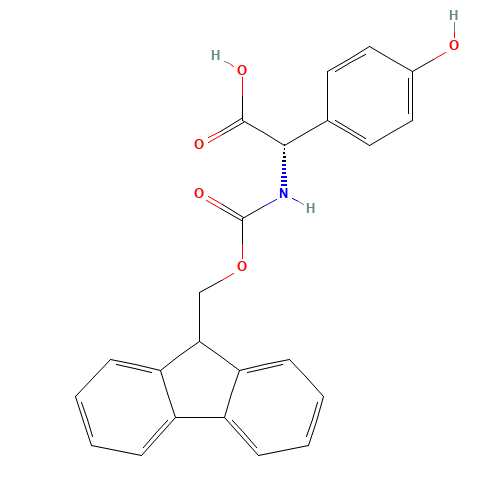 (S)-2-((((9H-Fluoren-9-yl)methoxy)carbonyl)amino)-2-(4-hydroxyphenyl)acetic acid (CAS: 182883-41-6) - Chemical Structure and Molecular Formula 