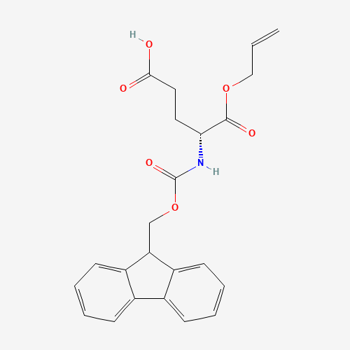(R)-4-((((9H-Fluoren-9-yl)methoxy)carbonyl)amino)-5-(allyloxy)-5-oxopentanoic acid (CAS: 204251-86-5) - Chemical Structure and Molecular Formula 