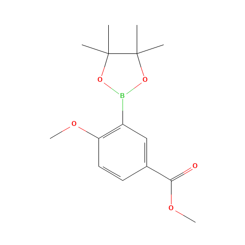 2-Methoxy-5-methoxycarbonylphenylboronic acid, pinacol ester (CAS: 269410-10-8) - Chemical Structure and Molecular Formula 