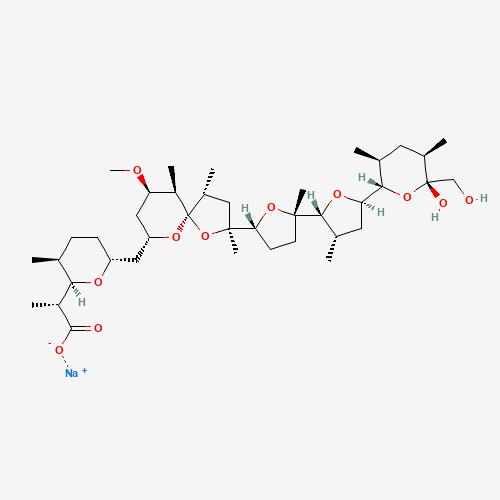 2-{6-[(2-{5'-[6-hydroxy-6-(hydroxymethyl)-3,5-dimethyltetrahydro-2h-pyran-2-yl]-2,3'-dimethyloctahydro-2,2'-bifuran-5-yl}-9-methoxy-2,4,10-trimethyl-1,6-dioxaspiro[4.5]dec-7-yl)methyl]-3-methyltetrahydro-2h-pyran-2-yl}propanoic acid (CAS: 28643-80-3) - Related Chemical Product