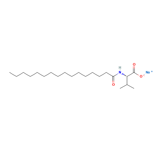Sodium N-hexadecanoyl-L-valinate (CAS: 32190-54-8) - Chemical Structure and Molecular Formula 