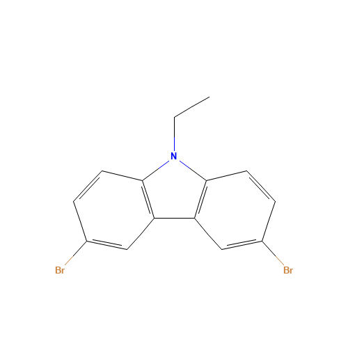 3,6-Dibromo-9-ethylcarbazole (CAS: 33255-13-9) - Chemical Structure and Molecular Formula 