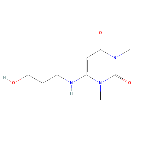 4-(3-Hydroxypropylamino)-1,3-dimethyluracil (CAS: 34654-80-3) - Chemical Structure and Molecular Formula 