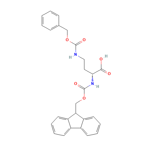 (R)-2-((((9H-Fluoren-9-yl)methoxy)carbonyl)amino)-4-(((benzyloxy)carbonyl)amino)butanoic acid (CAS: 387824-79-5) - Chemical Structure and Molecular Formula 