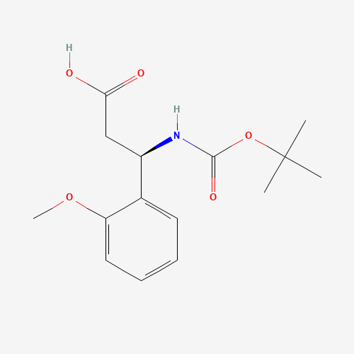 (R)-3-((tert-Butoxycarbonyl)amino)-3-(2-methoxyphenyl)propanoic acid (CAS: 500788-85-2) - Chemical Structure and Molecular Formula 