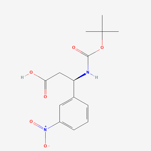 (R)-N-Boc-3-Nitro-beta-phenylalanine (CAS: 501015-24-3) - Chemical Structure and Molecular Formula 