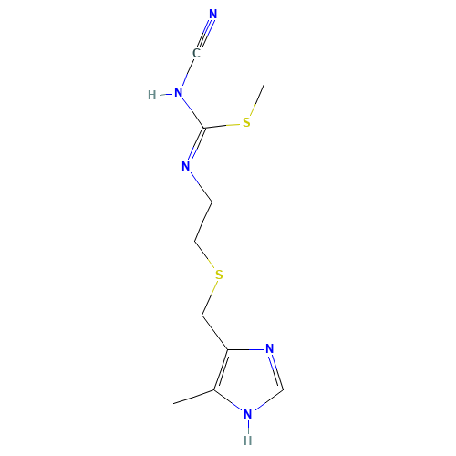 methyl n-cyano-n'-(2-{[(5-methyl-1h-imidazol-4-yl)methyl]sulfanyl}ethyl)carbamimidothioate (CAS: 52378-40-2) - Chemical Structure and Molecular Formula 