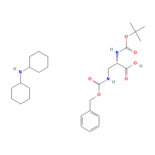 Dicyclohexylamine (S)-3-(((benzyloxy)carbonyl)amino)-2-((tert-butoxycarbonyl)amino)propanoate (CAS: 65710-58-9) - Chemical Structure and Molecular Formula 