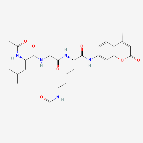 (S)-6-acetamido-2-(2-((S)-2-acetamido-4-methylpentanamido)acetamido)-N-(4-methyl-2-oxo-2H-chromen-7-yl)hexanamide (CAS: 660847-06-3) - Chemical Structure and Molecular Formula 