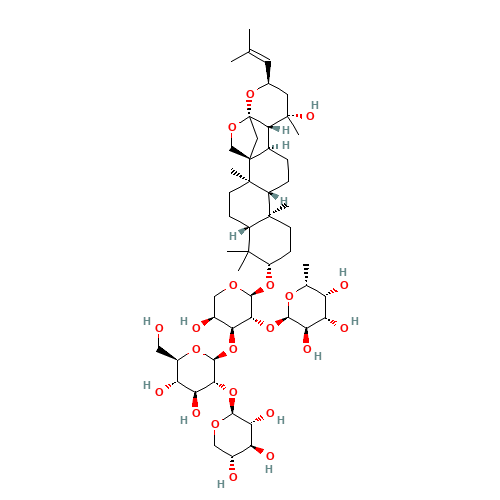 (3beta,16beta,23R)-16,23:16,30-Diepoxy-20-hydroxydammar-24-en-3-yl O-6-deoxy-alpha-D-galactopyranosyl-(1-2)-O-[O-beta-D-xylopyranosyl-(1-2)-beta-D-glucopyranosyl-(1-3)]-alpha-L-arabinopyranoside (CAS: 68144-21-8) - Related Chemical Product