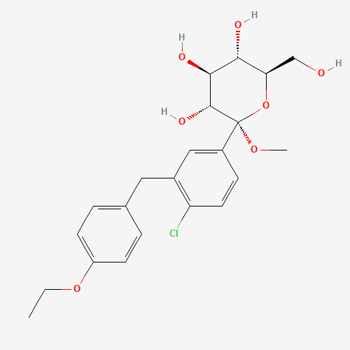(2S,3R,4S,5S,6R)-2-(4-Chloro-3-(4-ethoxybenzyl)phenyl)-6-(hydroxymethyl)-2-methoxytetrahydro-2H-pyran-3,4,5-triol (CAS: 714269-57-5) - Related Chemical Product