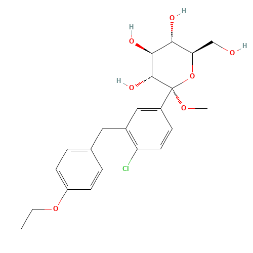 (2S,3R,4S,5S,6R)-2-(4-Chloro-3-(4-ethoxybenzyl)phenyl)-6-(hydroxymethyl)-2-methoxytetrahydro-2H-pyran-3,4,5-triol (CAS: 714269-57-5) - Related Chemical Product