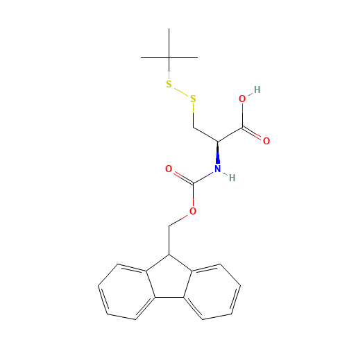 Fmoc-Cys(StBu)-OH; (R)-2-((((9H-Fluoren-9-yl)methoxy)carbonyl)amino)-3-(tert-butyldisulfanyl)propanoic acid (CAS: 73724-43-3) - Related Chemical Product