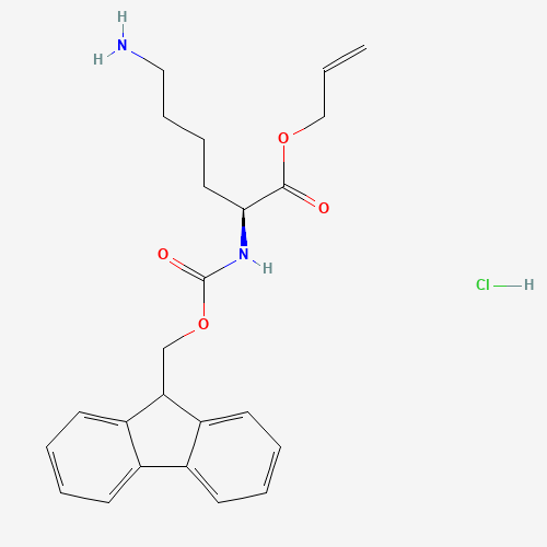 (S)-Allyl 2-((((9H-fluoren-9-yl)methoxy)carbonyl)amino)-6-aminohexanoate hydrochloride (CAS: 815619-80-8) - Chemical Structure and Molecular Formula 