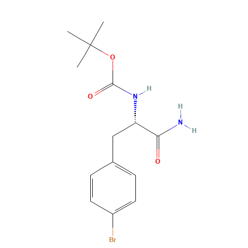 (S)-tert-Butyl (1-amino-3-(4-bromophenyl)-1-oxopropan-2-yl)carbamate (CAS: 869569-99-3) - Chemical Structure and Molecular Formula 
