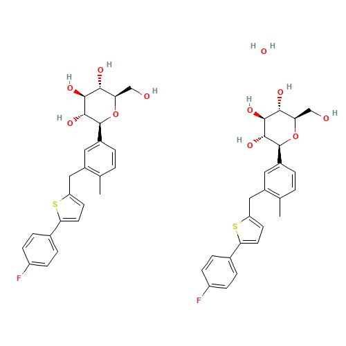 Canagliflozin Hemihydrate (CAS: 928672-86-0) - Chemical Structure and Molecular Formula 