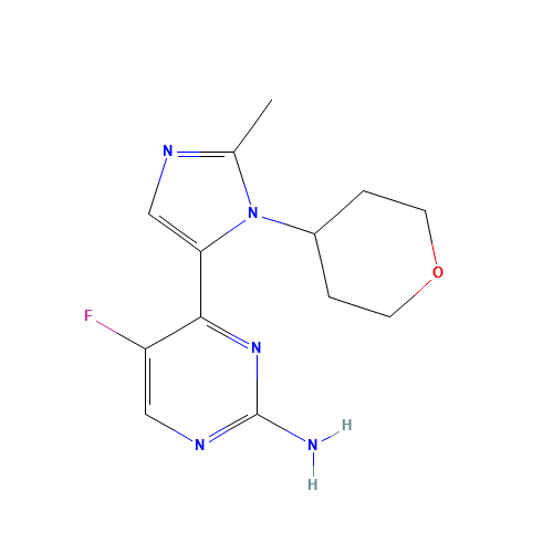 5-fluoro-4-[2-methyl-3-(oxan-4-yl)imidazol-4-yl]pyrimidin-2-amine (CAS: 933784-97-5) - Related Chemical Product